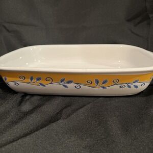 Vtg Corelle Coordinates Casa Flora Stoneware Baking Lasagna Pan Roaster 9"x13"